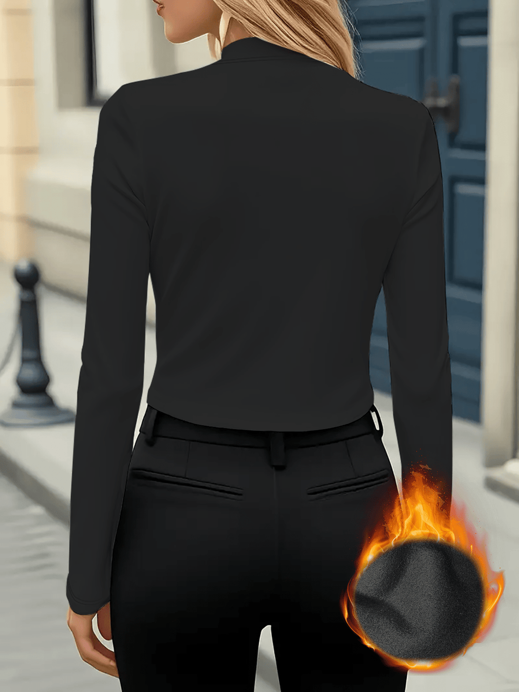 Women's Elegant Half-Turtleneck Long Sleeve Shirt with Royal V-Mark Equestrian Print - Soft Stretch German Fleece-like Fabric, Warm Winter Top for Casual & Formal Outfits, Horseback Riding Motif & Letter V Design, Versatile L