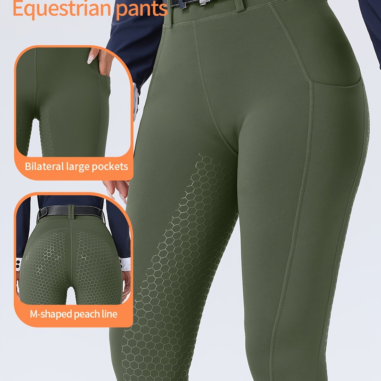 Women's High-Waisted Equestrian Riding Pants - Full Seat Stretch Slim-Fit Bifur Gaps, Durable Machine-Washable Trousers with Pockets for Horseback Riding & All-Season Wear