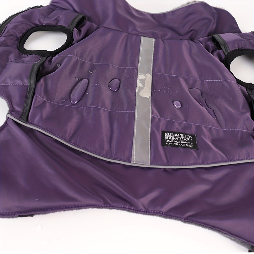 1pc Dog Coat Winter Jacket With Reflective Strap, Dog Apparel Vest High Collar Dog Sweater Pet Dog Costume For Outdoor Training Walking Running