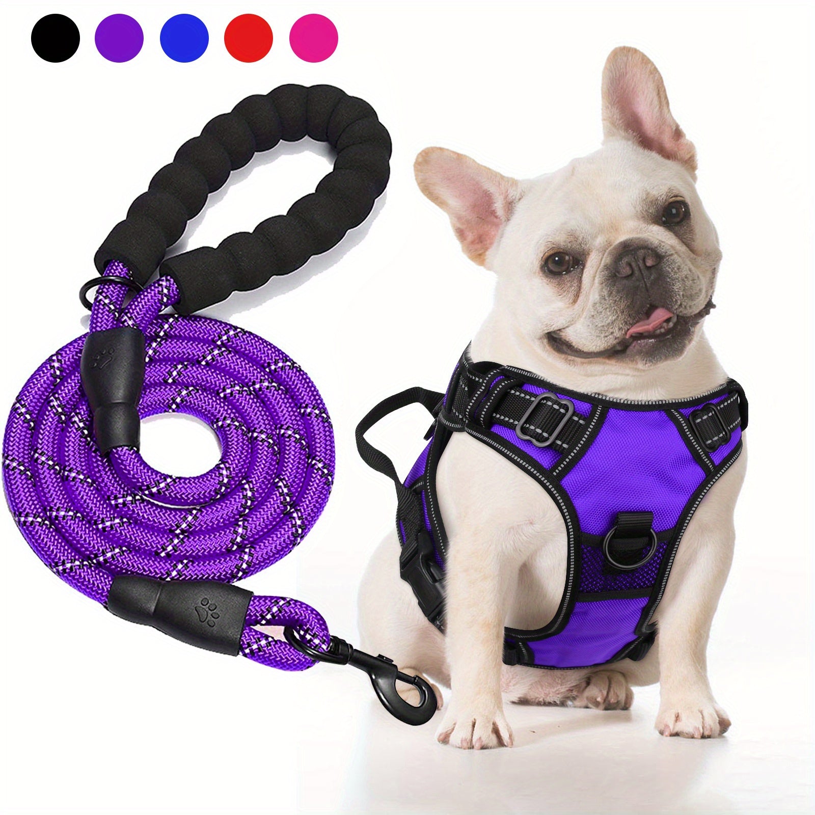 JOYTALE Dog Harness and Leash set,No Pull Adjustable Reflective Oxford Dog Harness Easy Control Medium Large Dog Harness with A Free Heavy Duty 152.4cm Dog Leash
