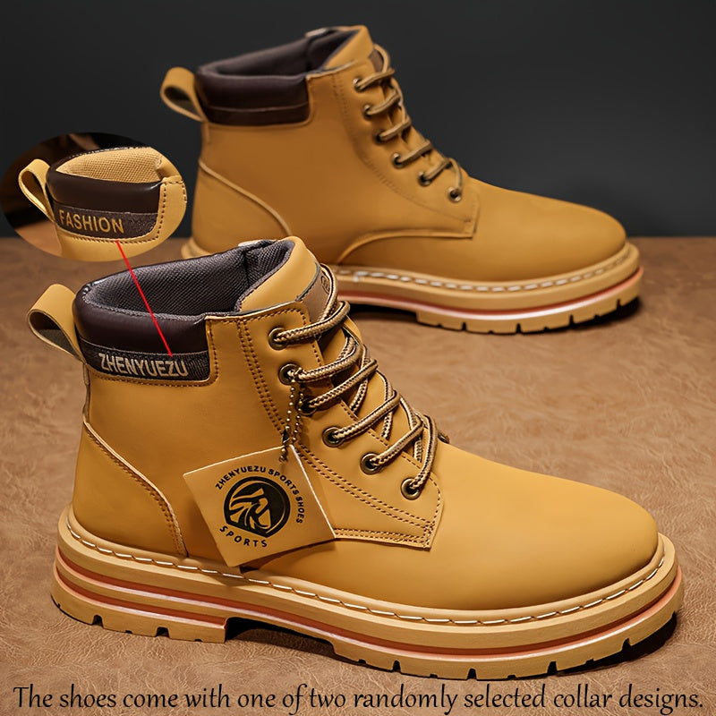 Stivali Uomo Alti Stile British College - Tan/Marrone con Allacciatura