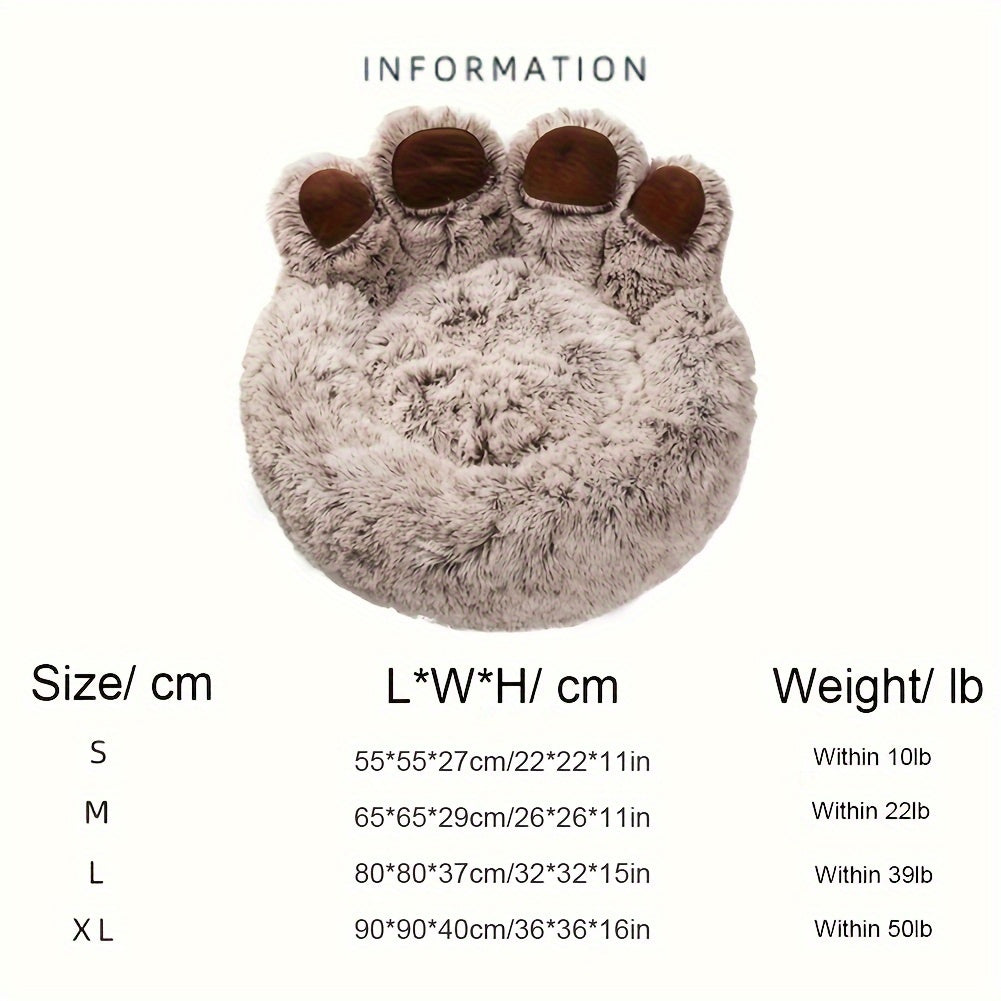 Cute Bear Paw Shape Dog Bed & Cat Bed, Calming Donut Dog Bed, Warming Cozy Soft Dog Round Bed, Plush Dog Cat Cushion Bed Christmas Gift