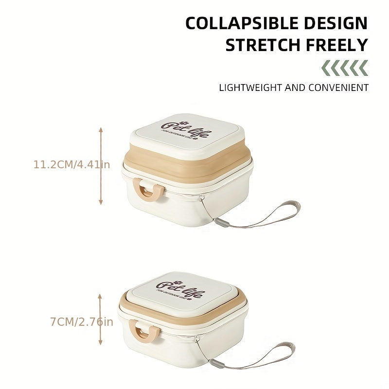 Multifunctional Collapsible Pet Double Bowls Portable Plastic Double-Layer Leak Proof Dog Food Bowl Water Bowl For Pet Outdoor Traveling Camping Walking Supplies