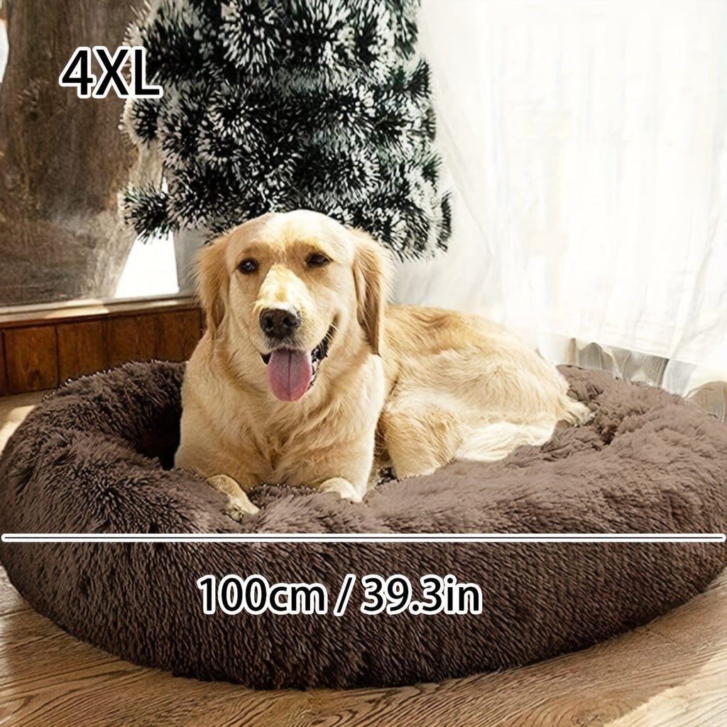1pc Dog Kennel Cat Nest, Plush Round Pet Nest, Winter Warm Dog Bed, Pet Bed, Pet Supplies