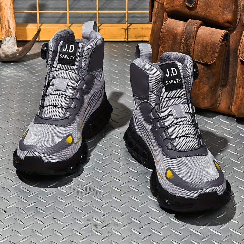 Men's Steel Toe Work Shoes - Breathable Low-Top Casual Shoes with TPU Sole, Durable Fabric Upper & Cushioned Insole for All-Day Comfort - Industrial, Outdoor, Daily Wear (Black)