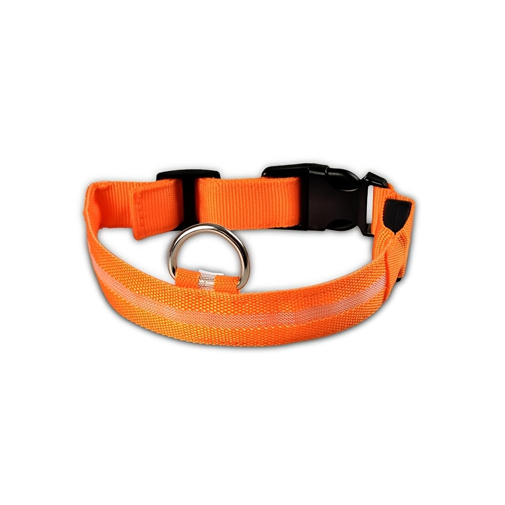 Reflective Light Up Dog Collar - Adjustable, Striped, Glowing for Night Safety and Visibility