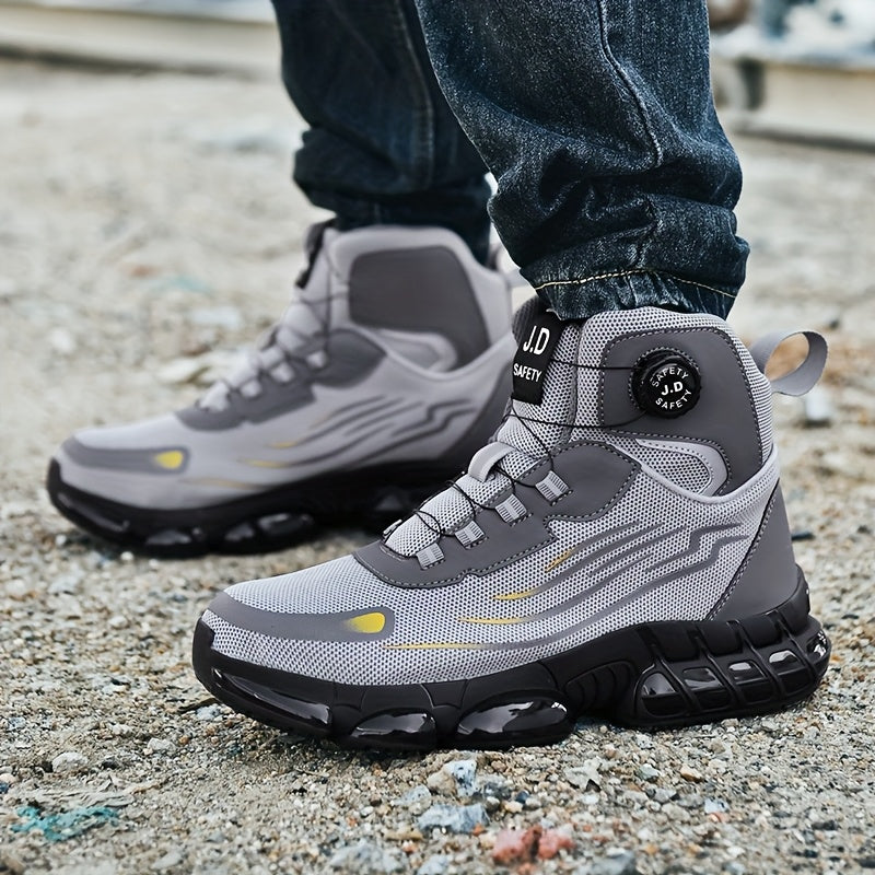 Men's Steel Toe Work Shoes - Breathable Low-Top Casual Shoes with TPU Sole, Durable Fabric Upper & Cushioned Insole for All-Day Comfort - Industrial, Outdoor, Daily Wear (Black)