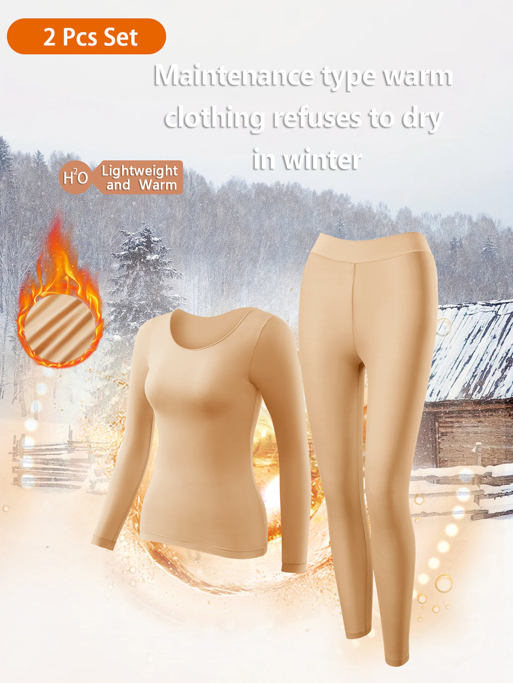 2pcs Women'S Solid Color Thermal Underwear Set - Ultra-Thin, Comfortable & Super Elastic, Seamless Long Sleeve Top & Pants for Autumn & Winter Loungewear, Elegant Style, Lightweight & Breathable, Perfect for Casual Attire, Lo