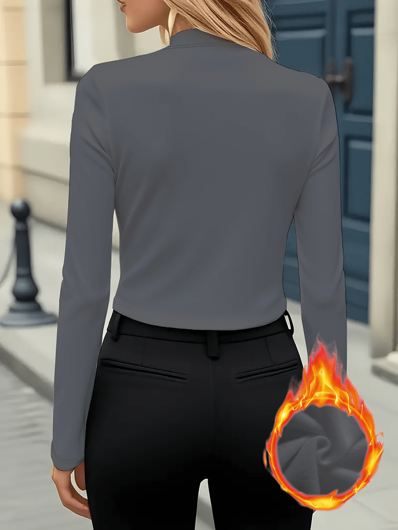 Women's Elegant Half-Turtleneck Long Sleeve Shirt with Royal V-Mark Equestrian Print - Soft Stretch German Fleece-like Fabric, Warm Winter Top for Casual & Formal Outfits, Horseback Riding Motif & Letter V Design, Versatile L