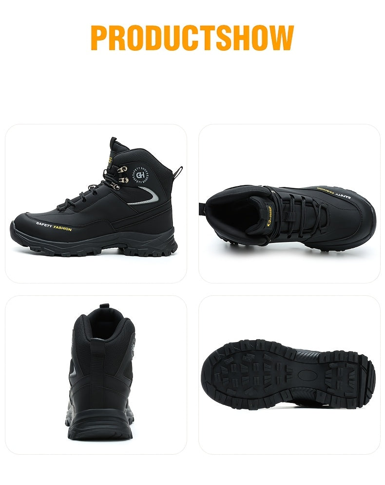 DIAN SEN Men'S Heavy-Duty Steel Toe Work Shoes - Non-Slip TPR Sole, All-Season Indestructible Construction, Impact-Resistant & Anti-Slip Traction - Heavy-Duty Steel Toe