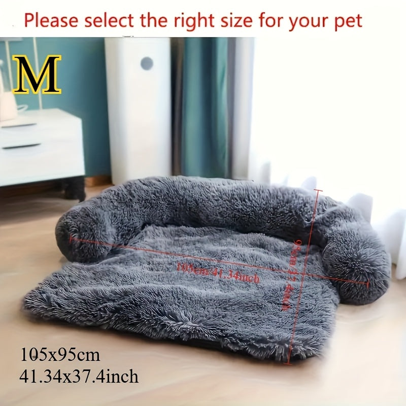 Large Dog Sofa Bed with Plush Faux Fur Cushion - Washable & Non-Slip Pet Furniture for All Sizes (Small to Large Dogs & Cats) - Cozy Car, Bedroom, Sofa & Bed Use, Dog Sofa Bed, Cozy Pet Furniture, Plush Pet Bed, Soft Pet Bed