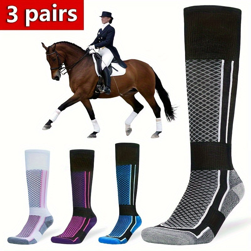 3 Pairs High-Top Thick Sole Men's Socks Women's Socks Equestrian Sports Socks