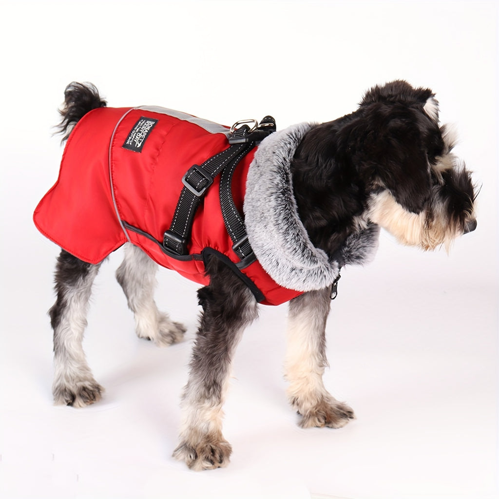 1pc Dog Coat Winter Jacket With Reflective Strap, Dog Apparel Vest High Collar Dog Sweater Pet Dog Costume For Outdoor Training Walking Running