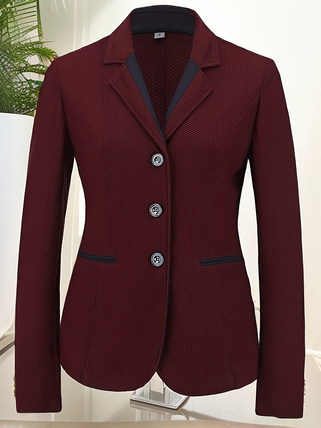 Elegant Women's Equestrian Jacket - Breathable, Lightweight & Stretchy Mesh Fabric, Long Sleeve, Button-Up Riding Coat for Spring/Summer