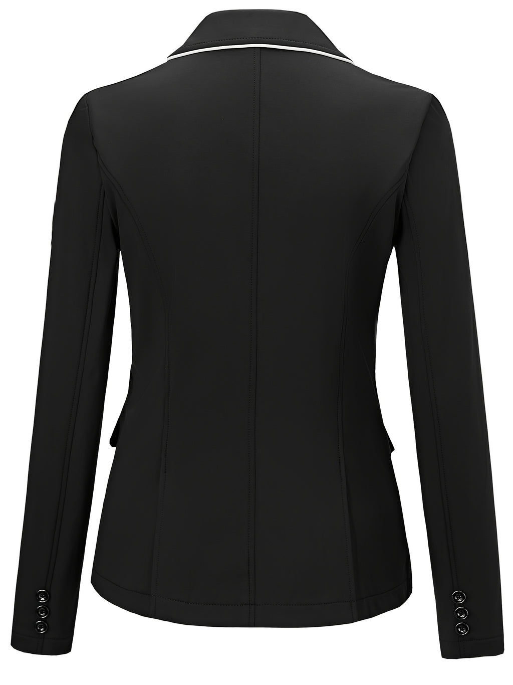 Women's Elegant Equestrian Suit Jacket - Polyester Blend, Spandex-Enhanced, High Stretch, Lapel Collar, Slim Fit, Long Sleeve with Button Details, Woven Color Block Pattern Riding Blazer for All Seasons