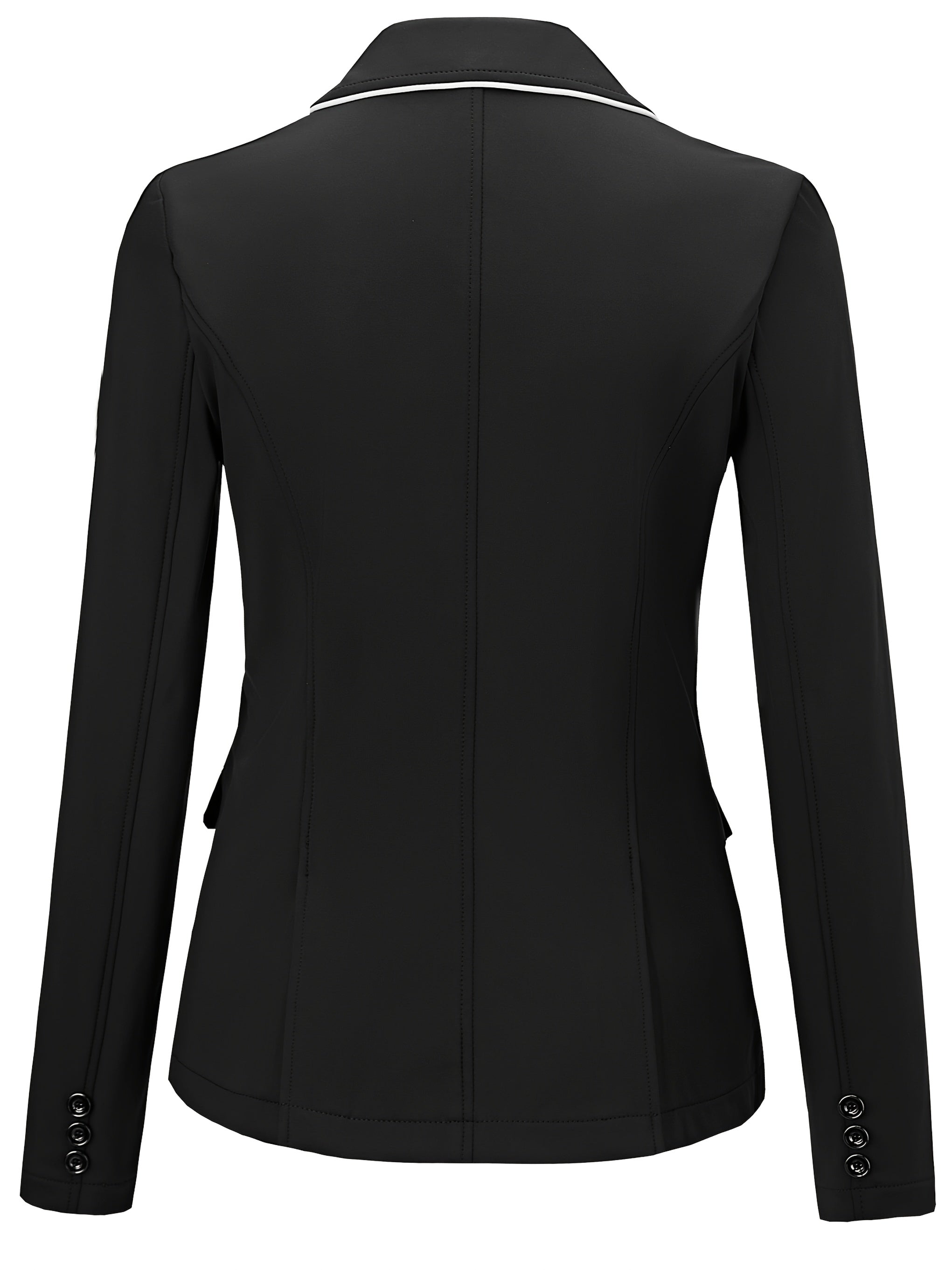 Women's Elegant Equestrian Suit Jacket - Polyester Blend, Spandex-Enhanced, High Stretch, Lapel Collar, Slim Fit, Long Sleeve with Button Details, Woven Color Block Pattern Riding Blazer for All Seasons