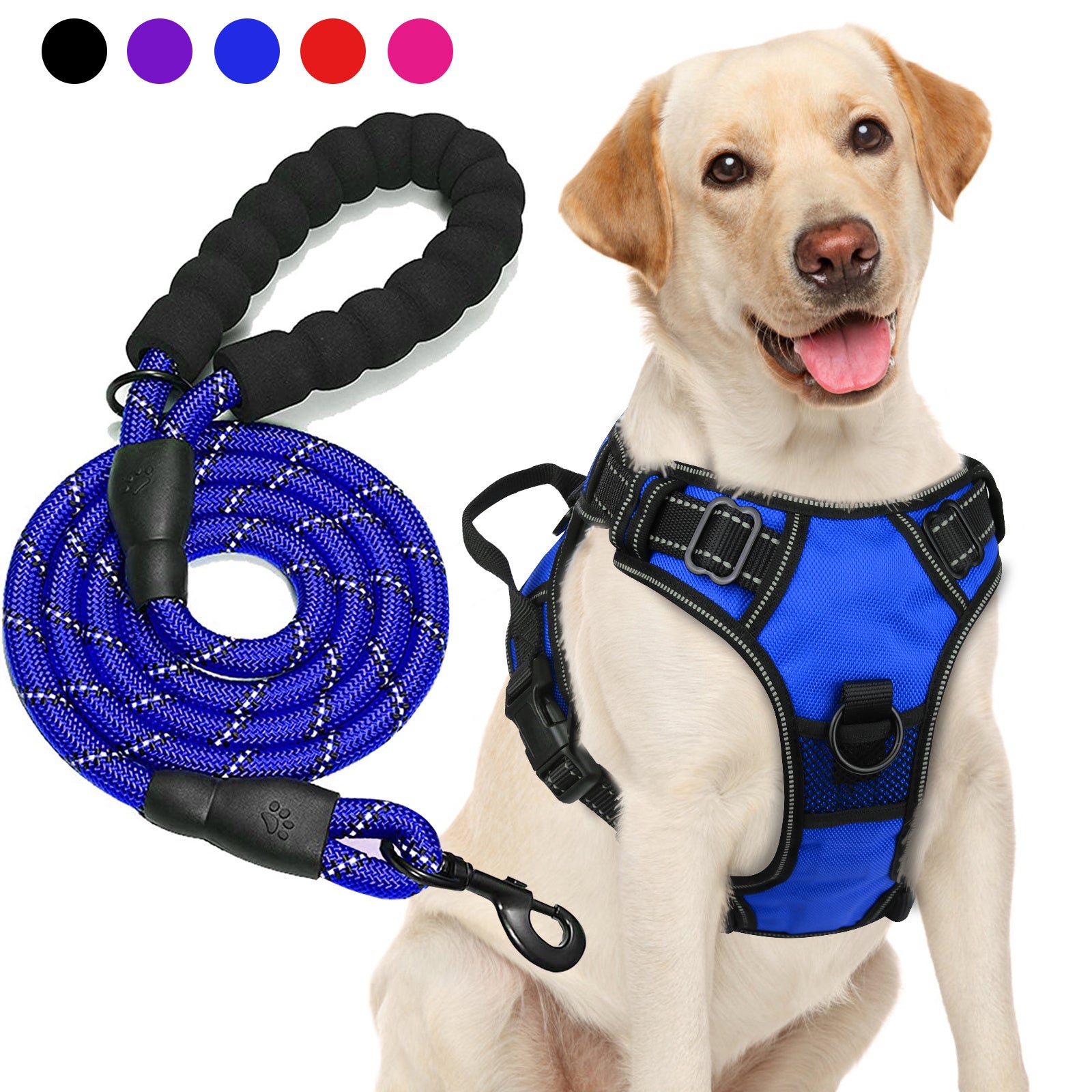 JOYTALE Dog Harness and Leash set,No Pull Adjustable Reflective Oxford Dog Harness Easy Control Medium Large Dog Harness with A Free Heavy Duty 152.4cm Dog Leash