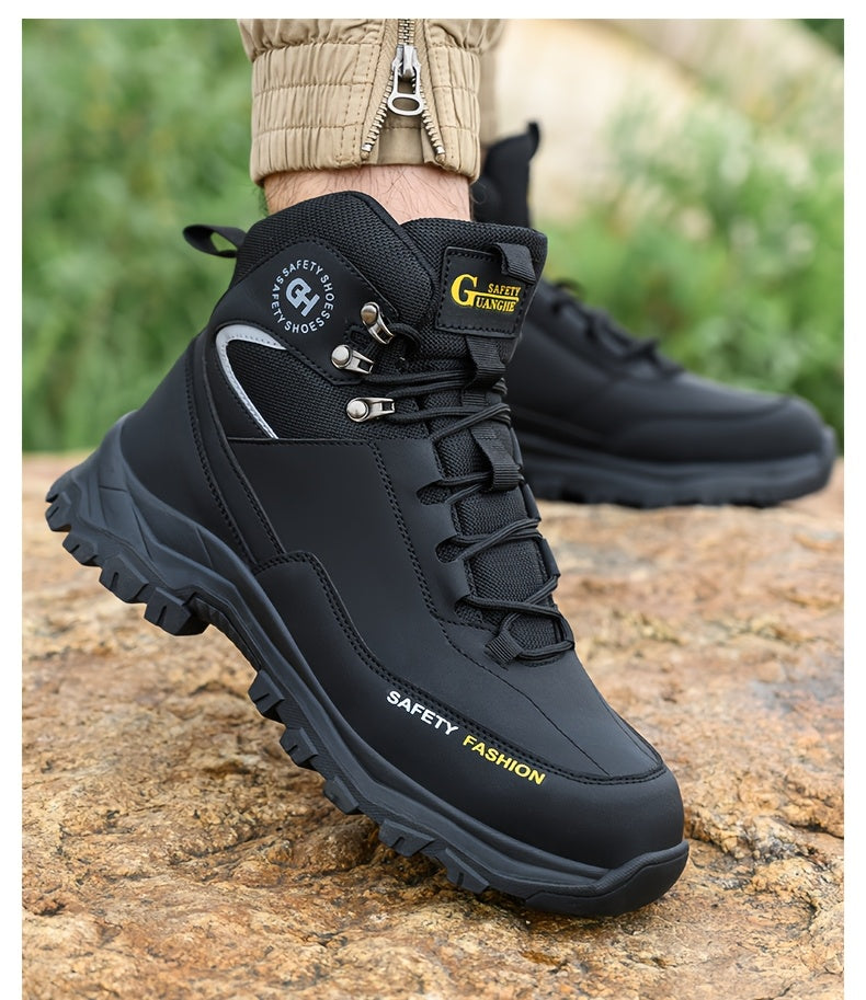 DIAN SEN Men'S Heavy-Duty Steel Toe Work Shoes - Non-Slip TPR Sole, All-Season Indestructible Construction, Impact-Resistant & Anti-Slip Traction - Heavy-Duty Steel Toe