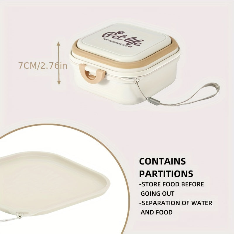 Multifunctional Collapsible Pet Double Bowls Portable Plastic Double-Layer Leak Proof Dog Food Bowl Water Bowl For Pet Outdoor Traveling Camping Walking Supplies