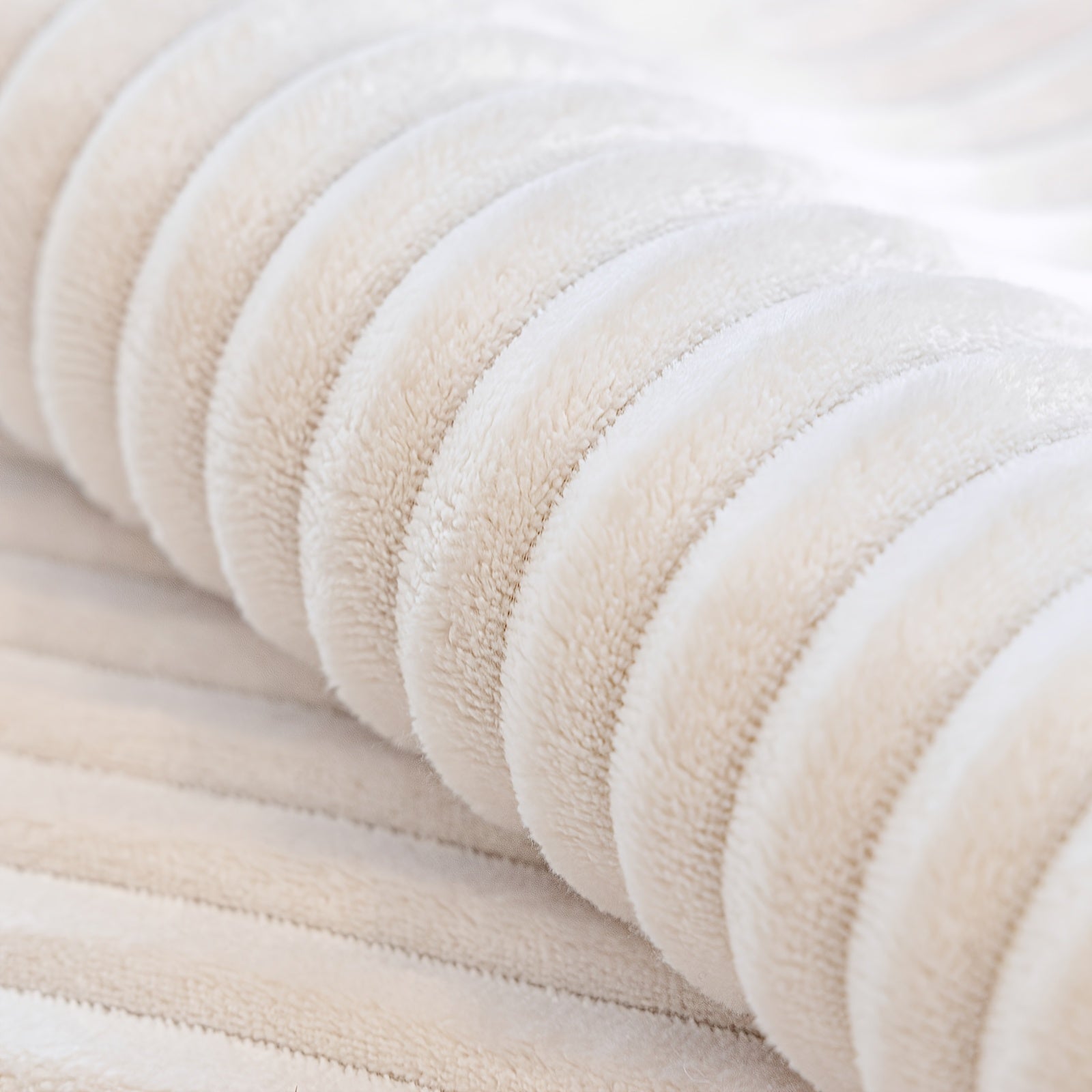 1pc HF Modern Plush Flannel Sofa Cushion Cover - Pet-Friendly Non-Slip Sofa Protector with Striped Design & Leather-Like Patches, Machine Washable Furniture Cover for 3/2/4-Seater, Living Room, Bedroom, Office Decor, Bedroom