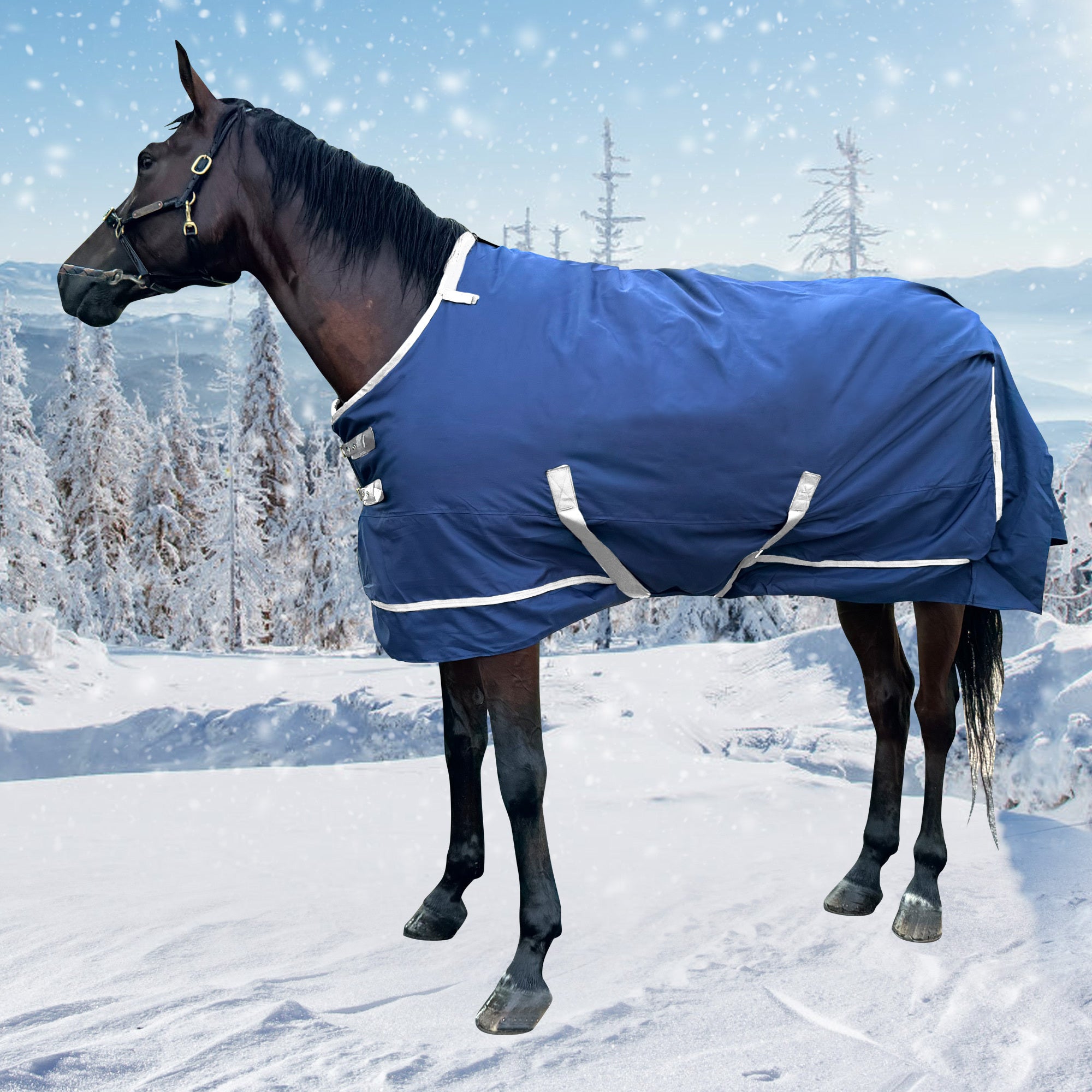 Coperta Invernale Outdoor Cavallo con Protezione Coda - Antivento Regolabile