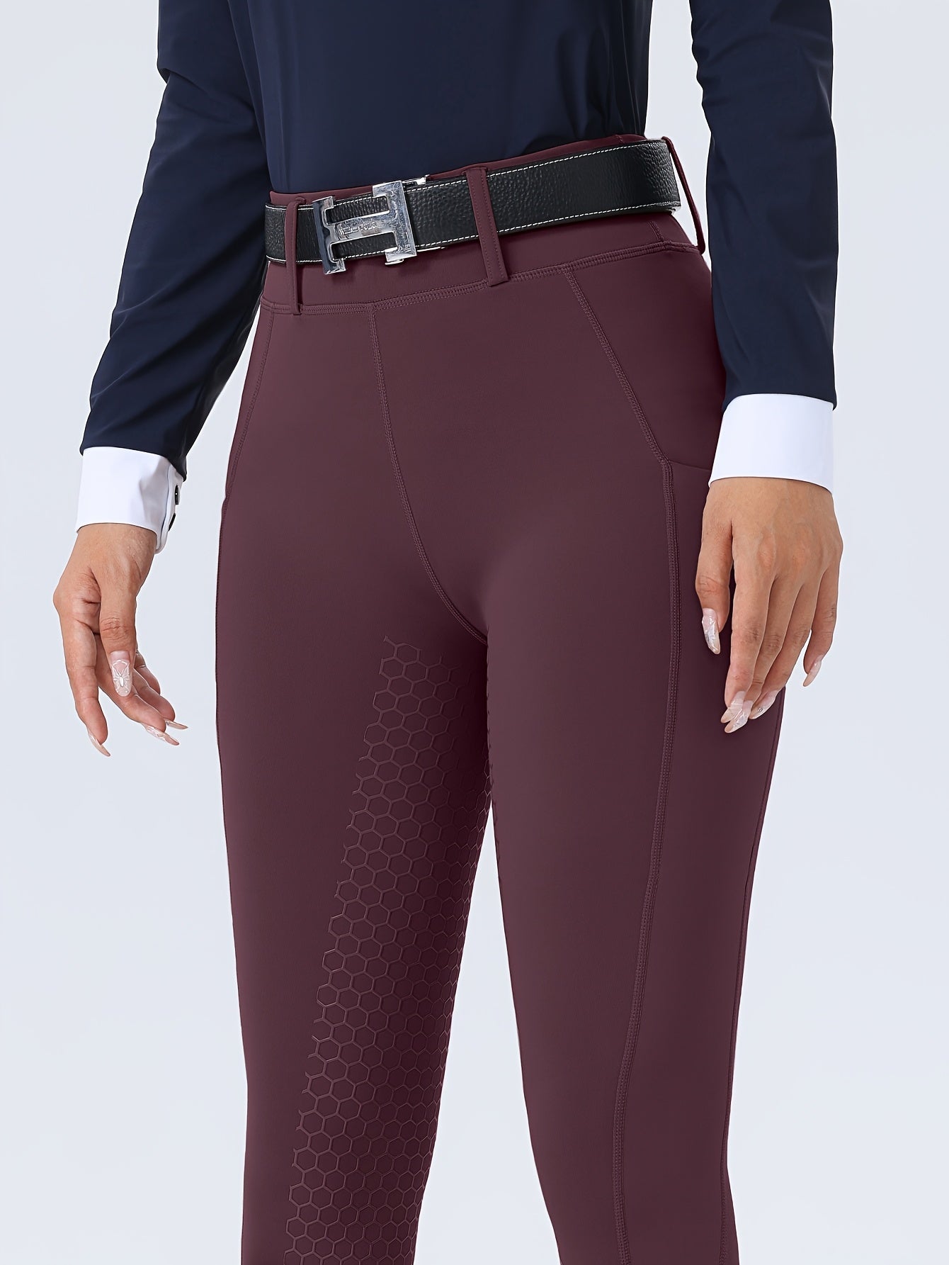 Women's High-Waisted Equestrian Riding Pants - Full Seat Stretch Slim-Fit Bifur Gaps, Durable Machine-Washable Trousers with Pockets for Horseback Riding & All-Season Wear
