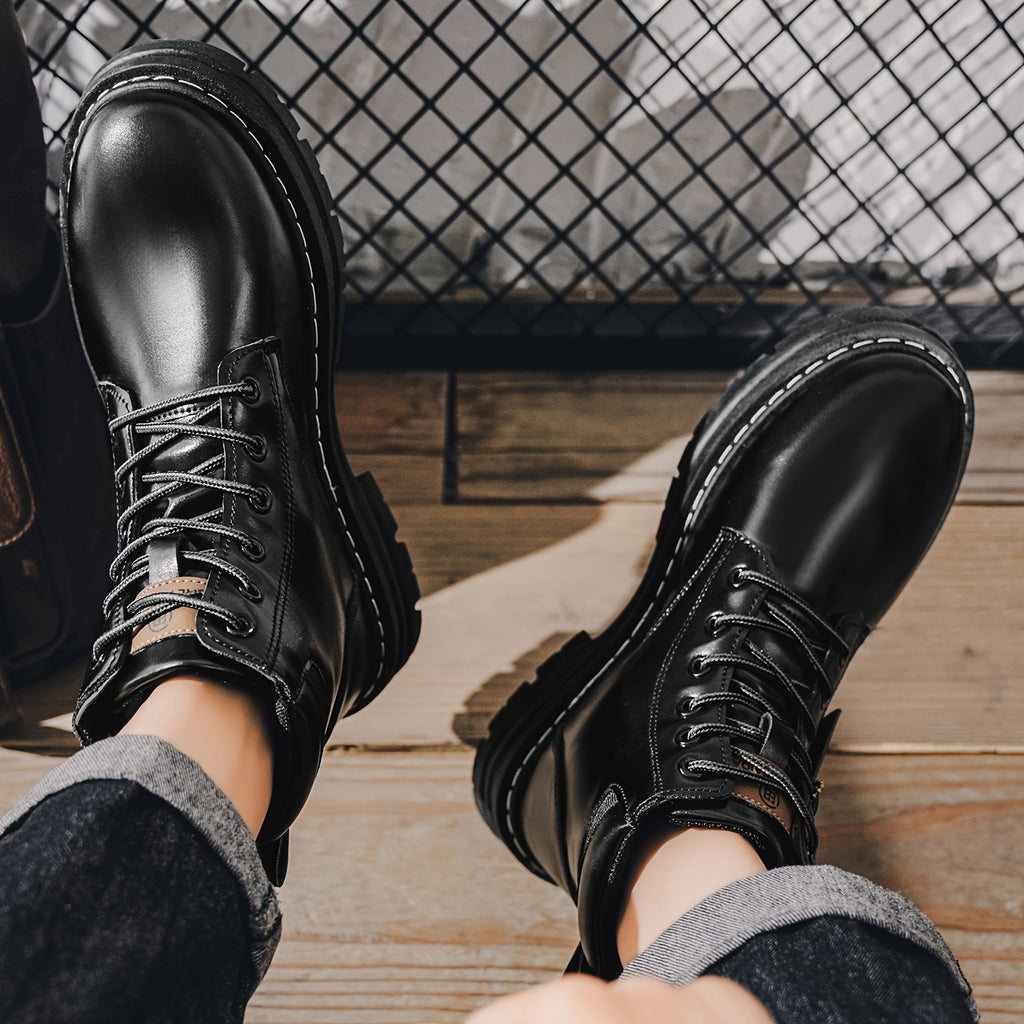 Stivali Uomo Alti Stile British College - Tan/Marrone con Allacciatura