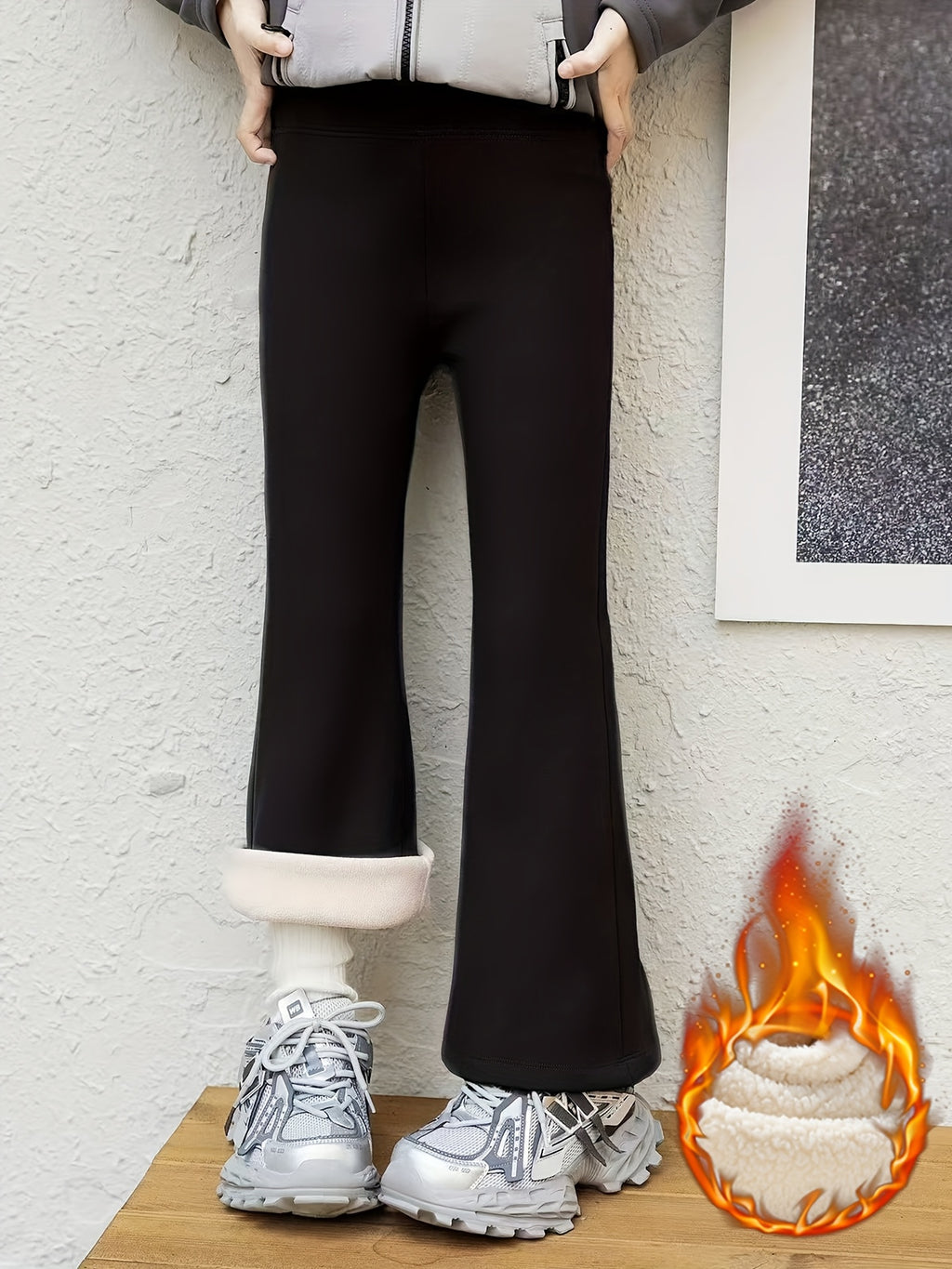 Girls' Winter -Like Bell-Bottom Pants - Thick Trousers with Flared Leg, Slim-Fit for Ice Skating, Skiing & Outdoor Play, Machine Washable Cold-Weather Pants for (Warm Stretchable Winter Wear), Perfect for Outdoor