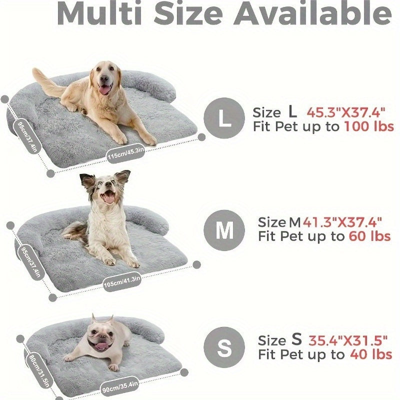 Large Dog Sofa Bed with Plush Faux Fur Cushion - Washable & Non-Slip Pet Furniture for All Sizes (Small to Large Dogs & Cats) - Cozy Car, Bedroom, Sofa & Bed Use, Dog Sofa Bed, Cozy Pet Furniture, Plush Pet Bed, Soft Pet Bed