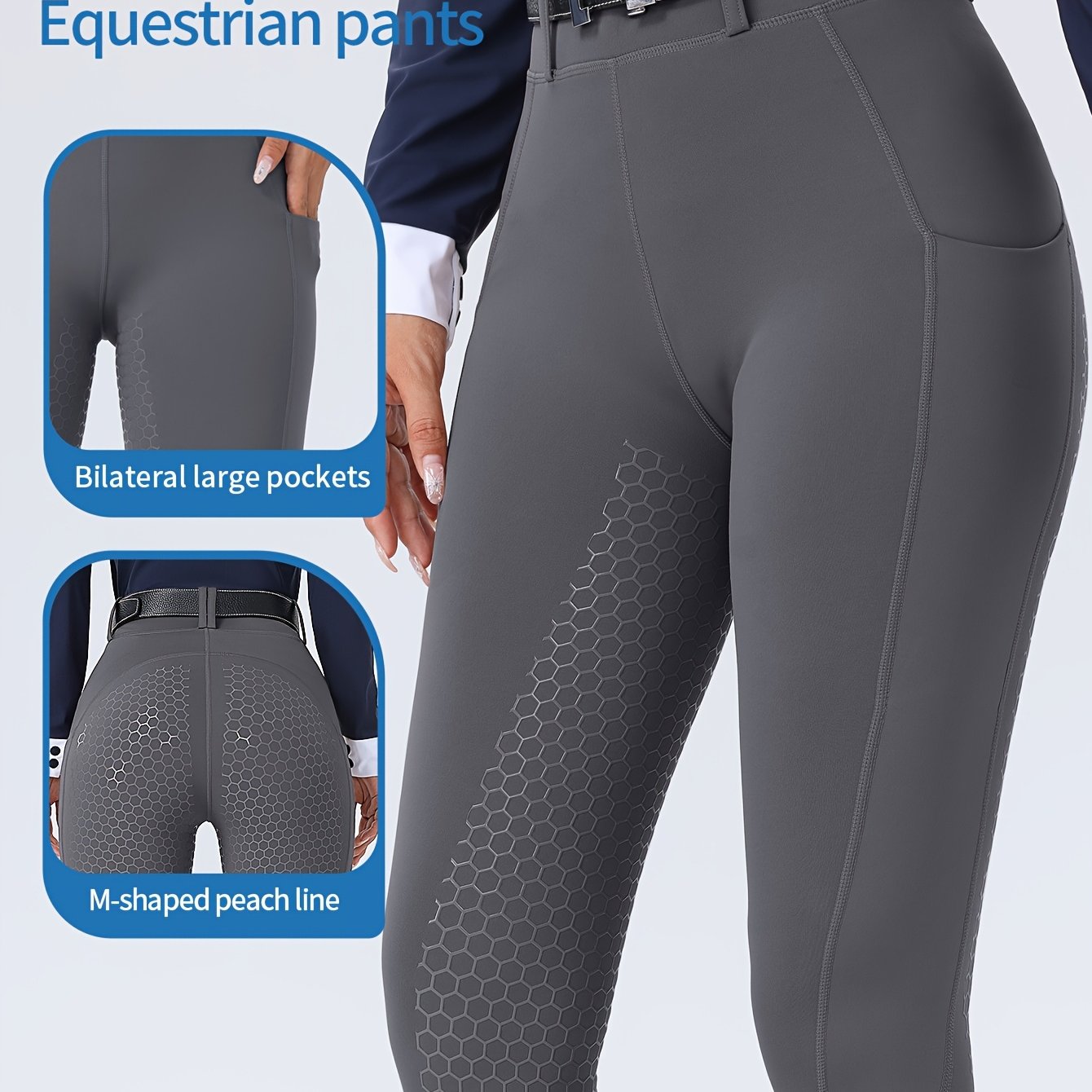 Women's High-Waisted Equestrian Riding Pants - Full Seat Stretch Slim-Fit Bifur Gaps, Durable Machine-Washable Trousers with Pockets for Horseback Riding & All-Season Wear
