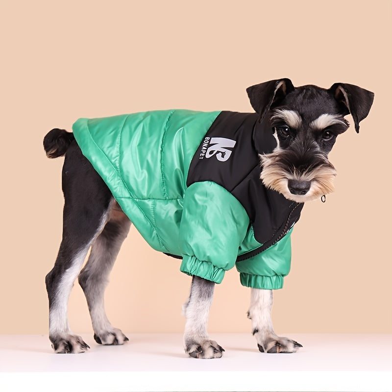 Winter Warm Pet Clothes, Reflective Letter Graphic Dog Coat With Zip Up, Dog Thick Padded Jacket For Cold Seasons Christmas Gift