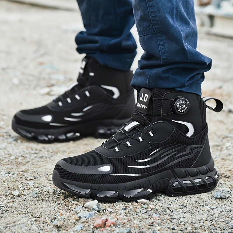 Men's Steel Toe Work Shoes - Breathable Low-Top Casual Shoes with TPU Sole, Durable Fabric Upper & Cushioned Insole for All-Day Comfort - Industrial, Outdoor, Daily Wear (Black)