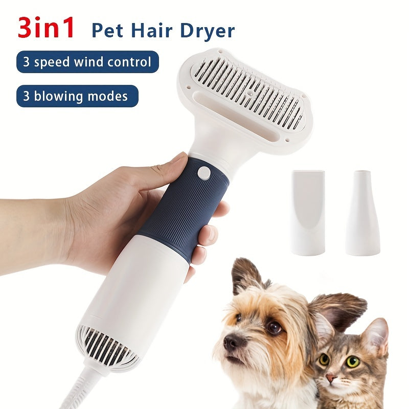 Pet Grooming Blow Dryer for Cats And Dogs, 3 Speed Wind Control, 3 Blowing Modes, 220-240V with Type C Plug, No Battery Required, Professional Pet Hair Remover Comb, Cat And Dog Fur Brush, Pet Beauty Styling Tool