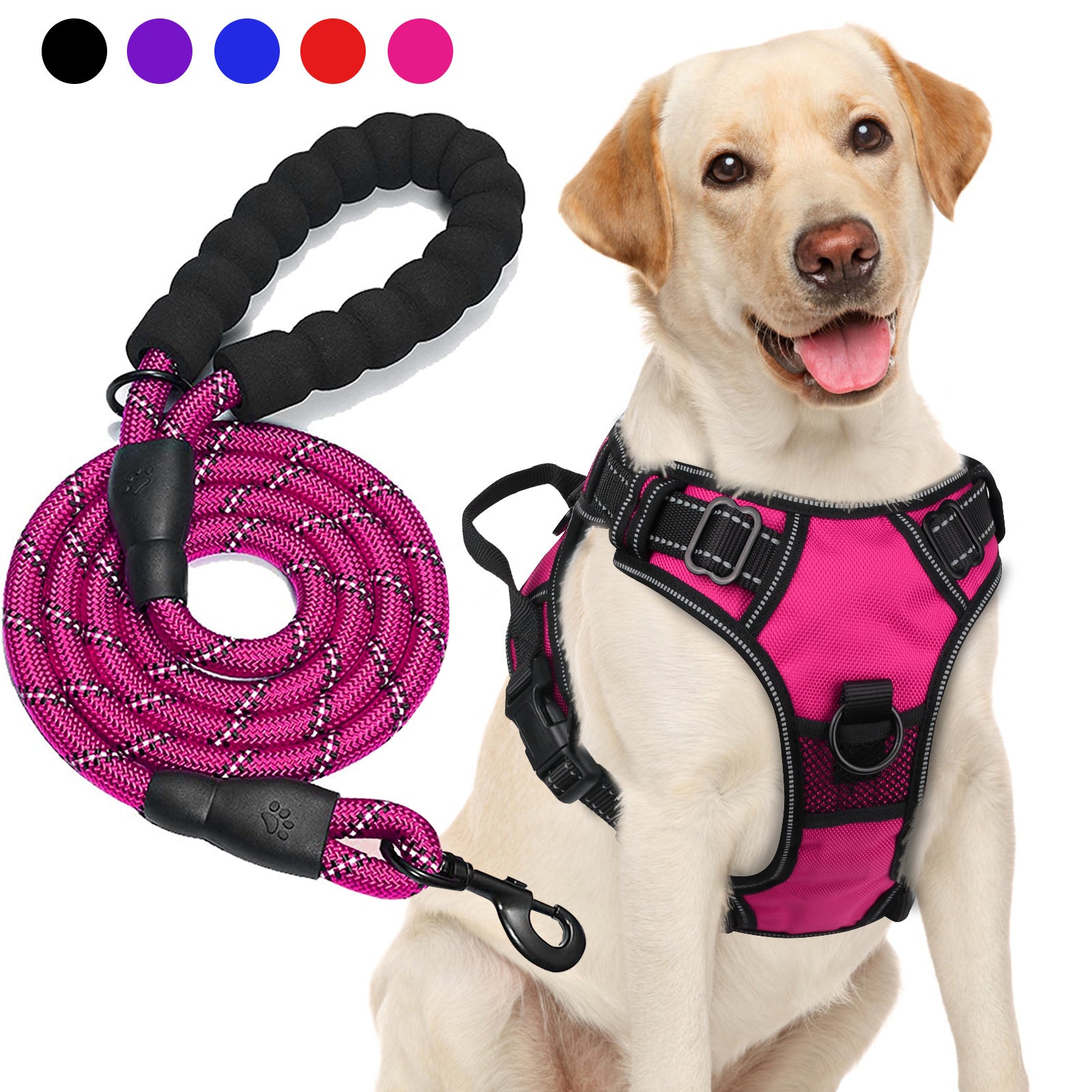 JOYTALE Dog Harness and Leash set,No Pull Adjustable Reflective Oxford Dog Harness Easy Control Medium Large Dog Harness with A Free Heavy Duty 152.4cm Dog Leash
