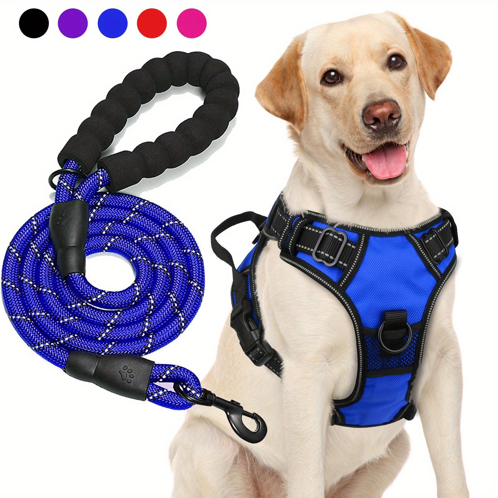 JOYTALE Dog Harness and Leash set,No Pull Adjustable Reflective Oxford Dog Harness Easy Control Medium Large Dog Harness with A Free Heavy Duty 152.4cm Dog Leash