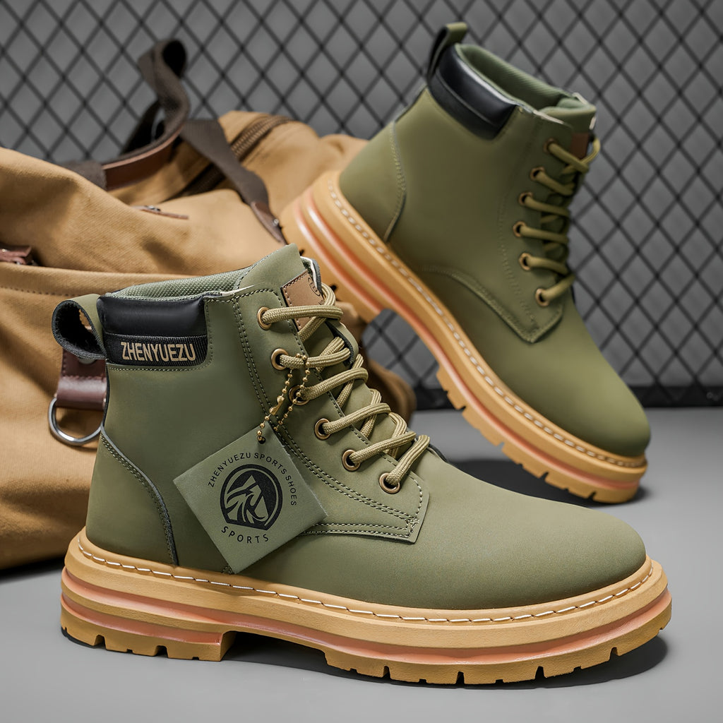 Stivali Uomo Alti Stile British College - Tan/Marrone con Allacciatura