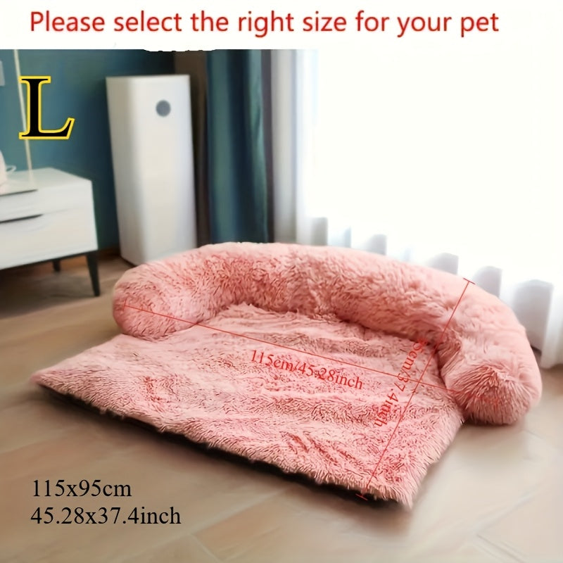 Large Dog Sofa Bed with Plush Faux Fur Cushion - Washable & Non-Slip Pet Furniture for All Sizes (Small to Large Dogs & Cats) - Cozy Car, Bedroom, Sofa & Bed Use, Dog Sofa Bed, Cozy Pet Furniture, Plush Pet Bed, Soft Pet Bed