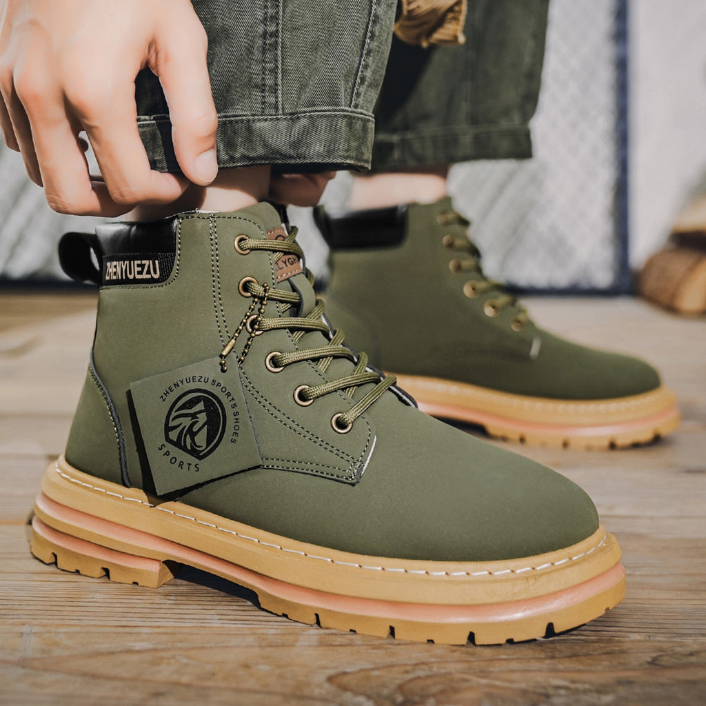 Stivali Uomo Alti Stile British College - Tan/Marrone con Allacciatura