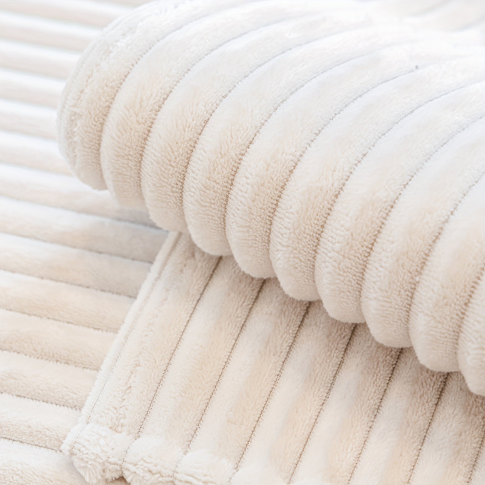 1pc HF Modern Plush Flannel Sofa Cushion Cover - Pet-Friendly Non-Slip Sofa Protector with Striped Design & Leather-Like Patches, Machine Washable Furniture Cover for 3/2/4-Seater, Living Room, Bedroom, Office Decor, Bedroom