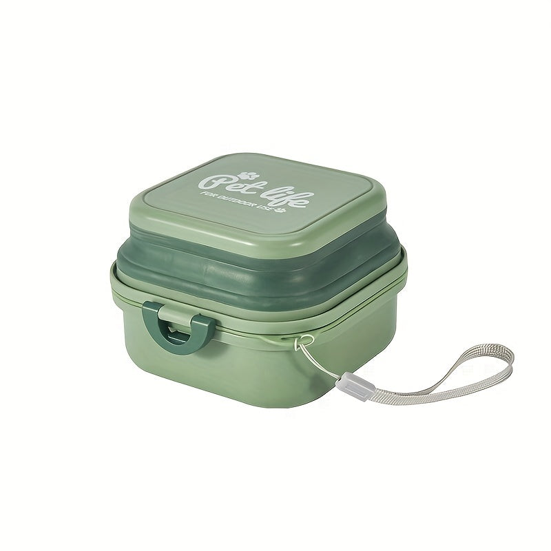 Multifunctional Collapsible Pet Double Bowls Portable Plastic Double-Layer Leak Proof Dog Food Bowl Water Bowl For Pet Outdoor Traveling Camping Walking Supplies