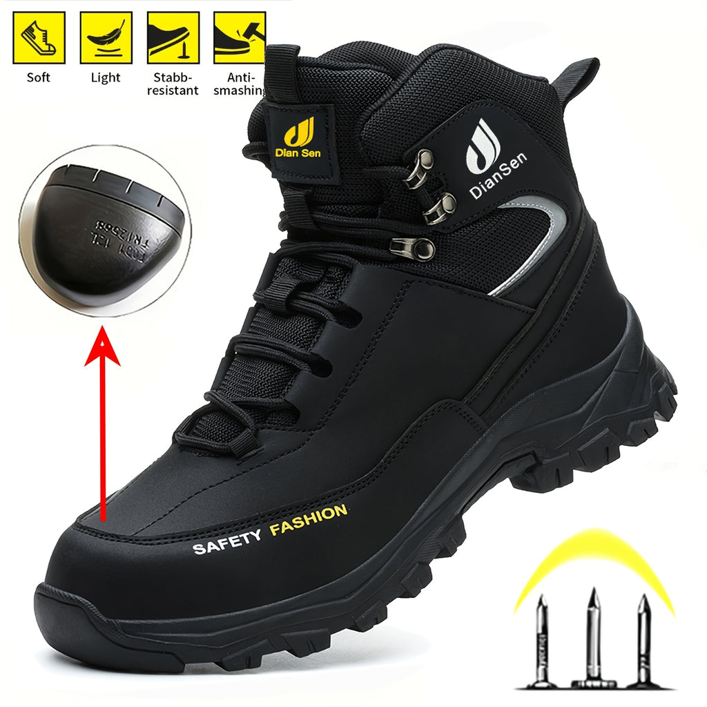 DIAN SEN Men'S Heavy-Duty Steel Toe Work Shoes - Non-Slip TPR Sole, All-Season Indestructible Construction, Impact-Resistant & Anti-Slip Traction - Heavy-Duty Steel Toe