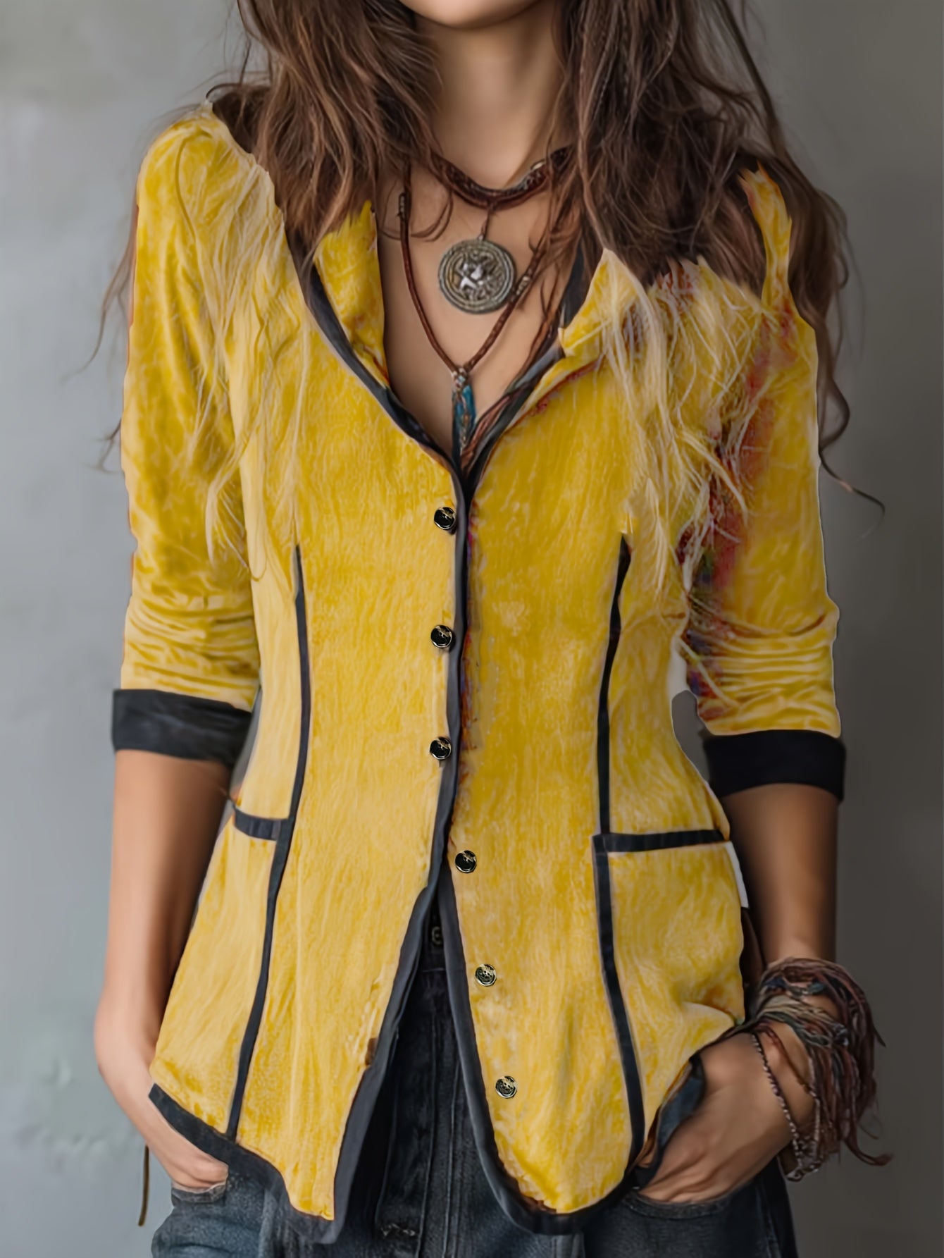 Women's Western Vintage Jacket - Hooded Long Coat with Contrast collar & buttons, All-Season Brown Outerwear for Casual Formal Events - LL168, Versatile Layering, Classic Silhouette, Refined Finish, Fashionconscious Women