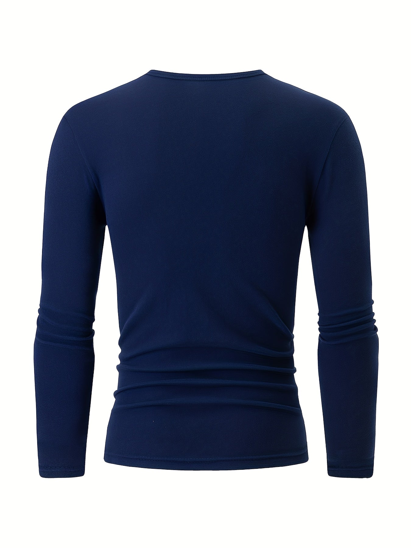 4pcs Men's Thermal Base Layer Long Sleeve Round Neck T-Shirts - Solid Color Warm Winter Layering Shirts, Casual Underwear for Cold Weather, Hand Washable (Bulk Pack for Easy Organization) - Compatible with Jeans & Dress Pants