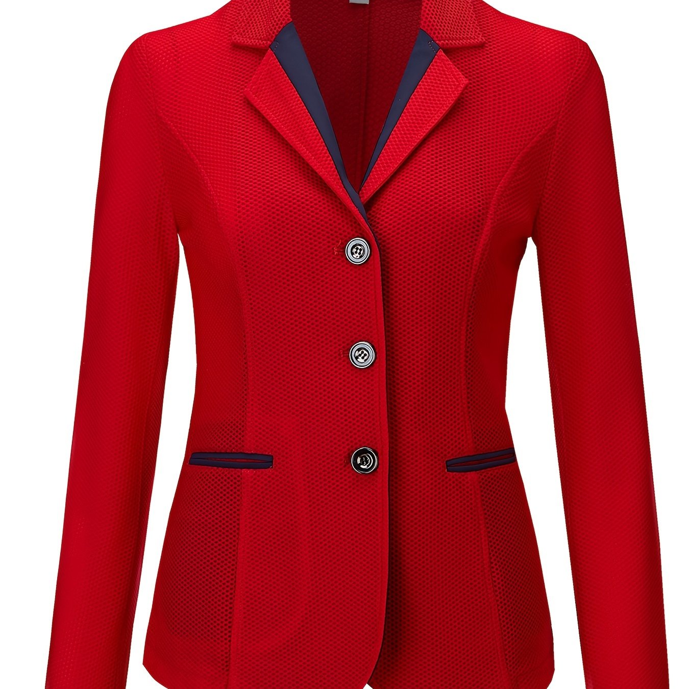 Elegant Women's Equestrian Jacket - Breathable, Lightweight & Stretchy Mesh Fabric, Long Sleeve, Button-Up Riding Coat for Spring/Summer