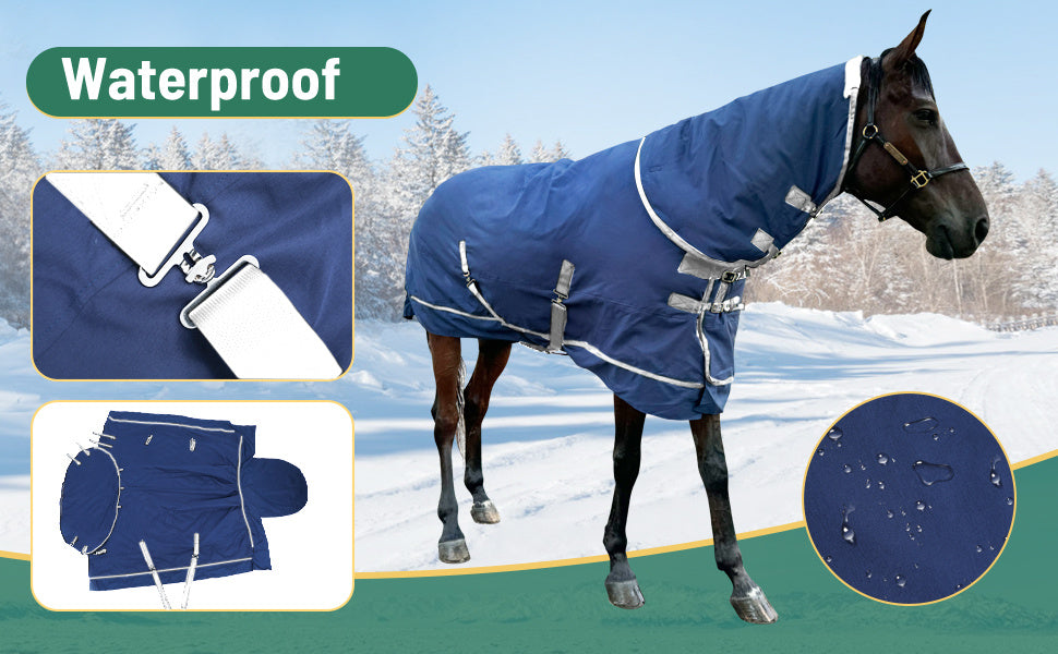 Coperta Invernale Outdoor Cavallo con Protezione Coda - Antivento Regolabile