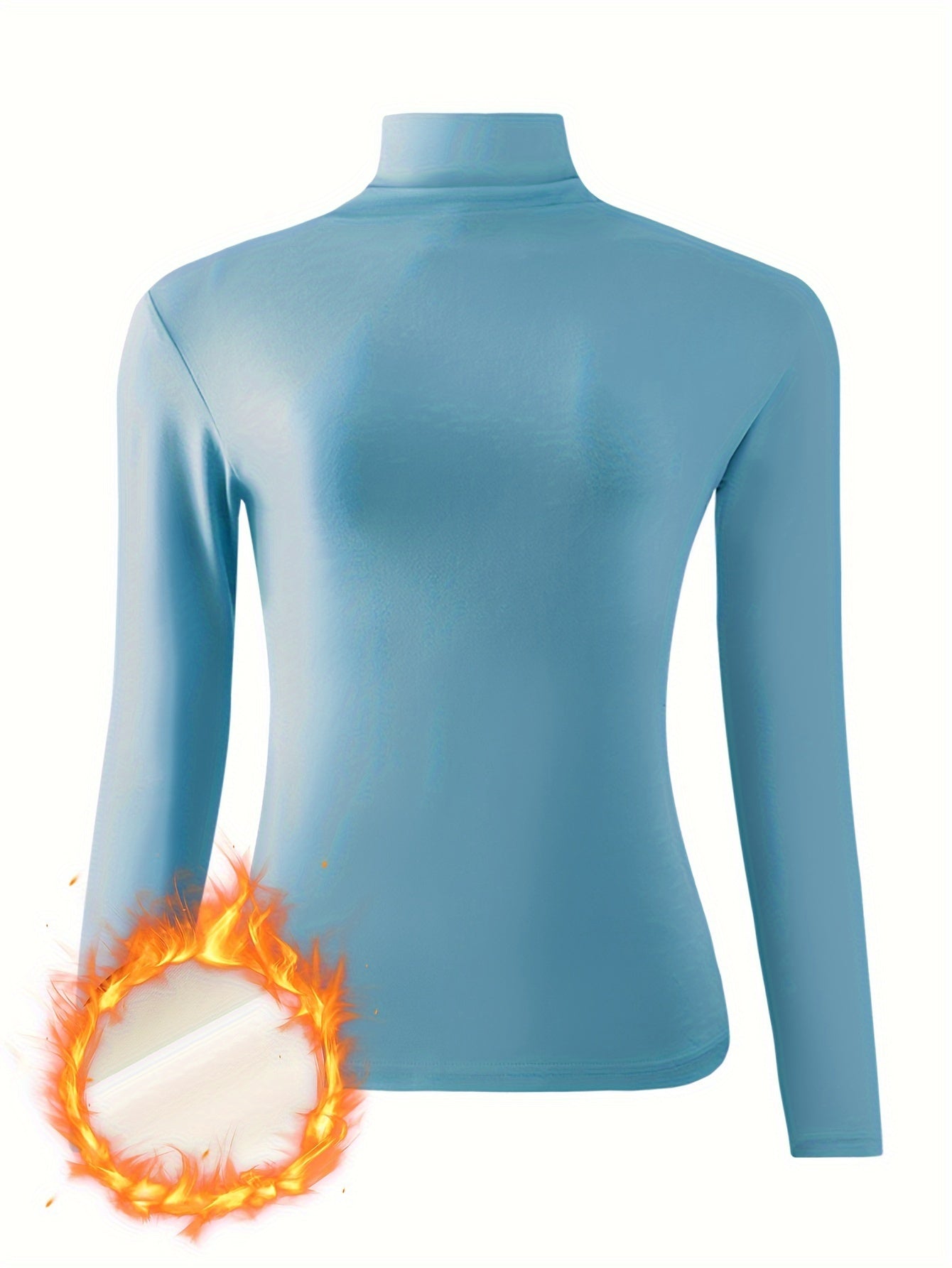 [3pcs Women'S Thermal Base Layer Tops] 3-Pack Women'S Thermal Base Layer Tops, Polyester Knit Warm Half-Turtleneck Shirts for Autumn and Winter