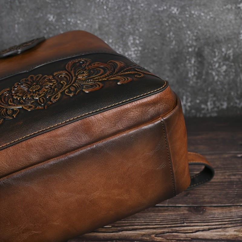 Women's Vintage Western Boho Backpack - Large Capacity Handbag with Floral & Lace-like Paisley Print, Adjustable Shoulder Straps, Golden-Tone Hardware (Coffee/Dark Brown/Tortoiseshell),, Travel