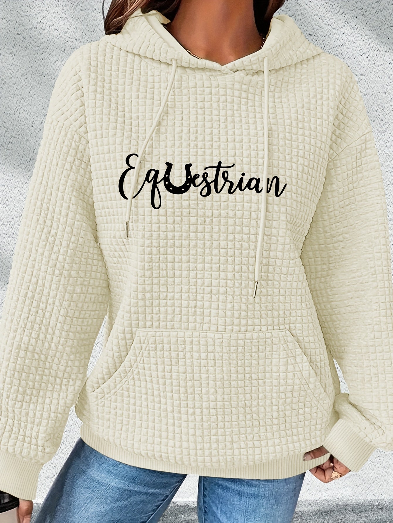 Women's Hoodie - Black with White Cursive Lettering - Hooded Sweatshirt for Horseback Riding, Fall/Winter Casual Pullover - Machine Washable Apparel for Riding Lessons, Shows & Casual Attire, Horse Accessories, Fall Winter We