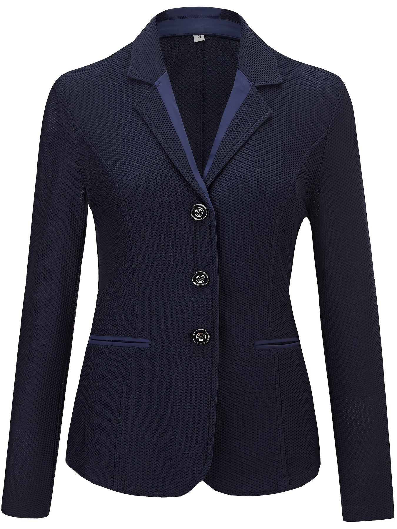 Elegant Women's Equestrian Jacket - Breathable, Lightweight & Stretchy Mesh Fabric, Long Sleeve, Button-Up Riding Coat for Spring/Summer