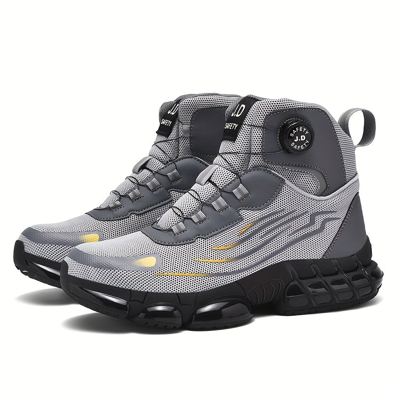 Men's Steel Toe Work Shoes - Breathable Low-Top Casual Shoes with TPU Sole, Durable Fabric Upper & Cushioned Insole for All-Day Comfort - Industrial, Outdoor, Daily Wear (Black)